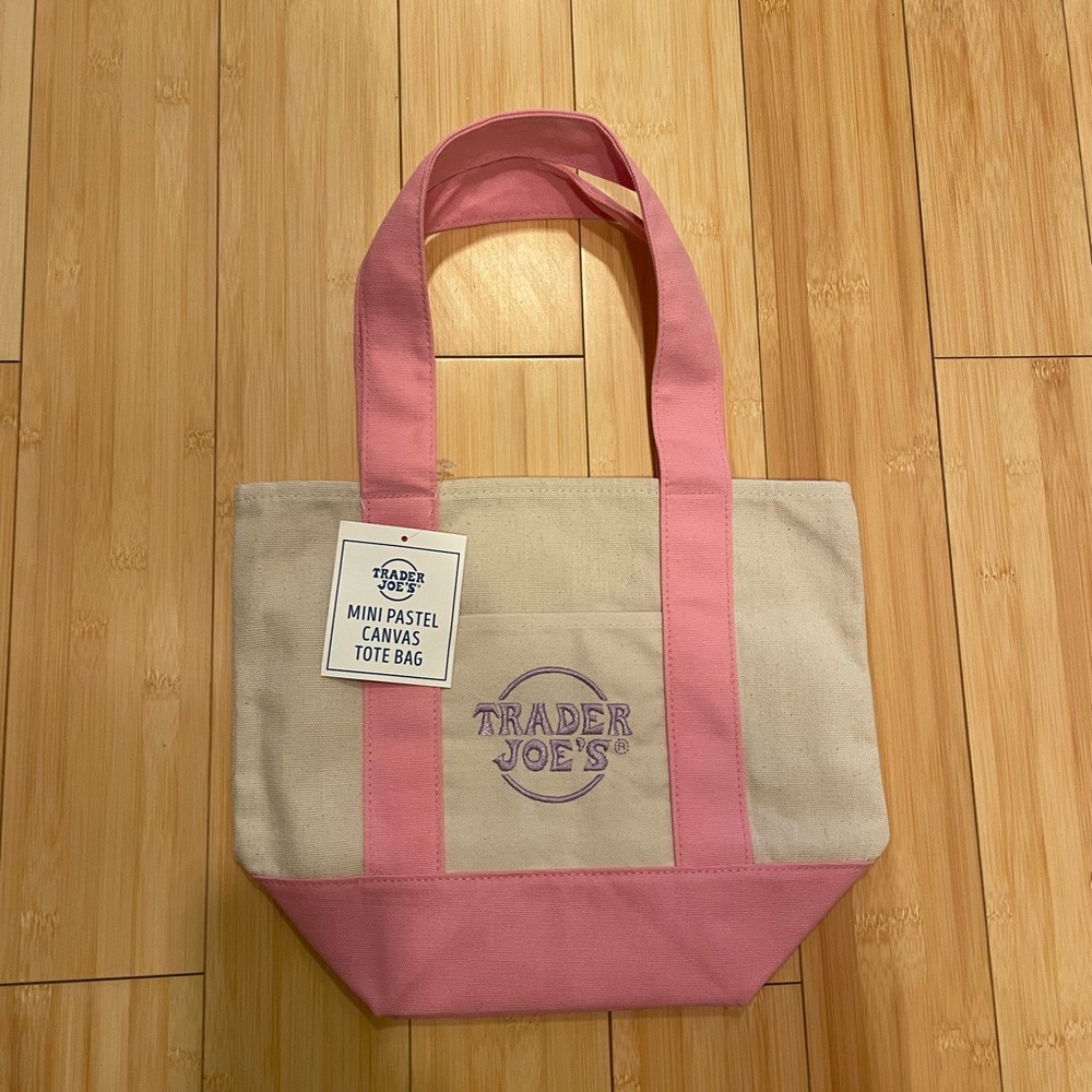 New Pink & Cream Canvas Tote mini size